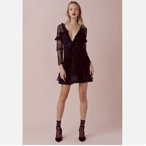 FOR LOVE & LEMONS Deconstructed Black Daphne Lace Mini Dress Size S Retail $320